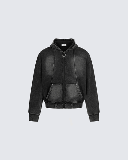 Vintage Washed Zip-Up Hoodie