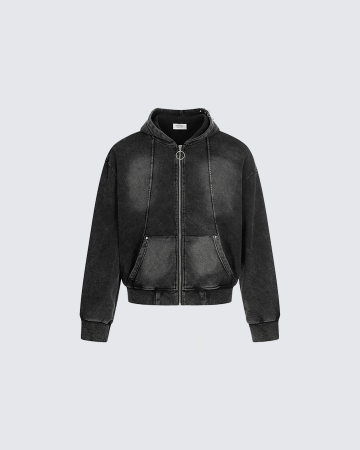 Vintage Washed Zip-Up Hoodie
