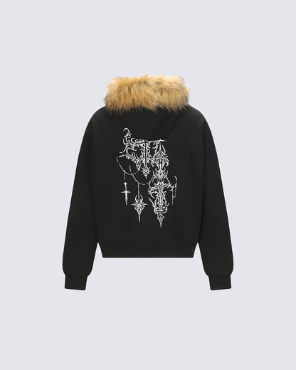 American Street Style Printed Hoodie Jacket