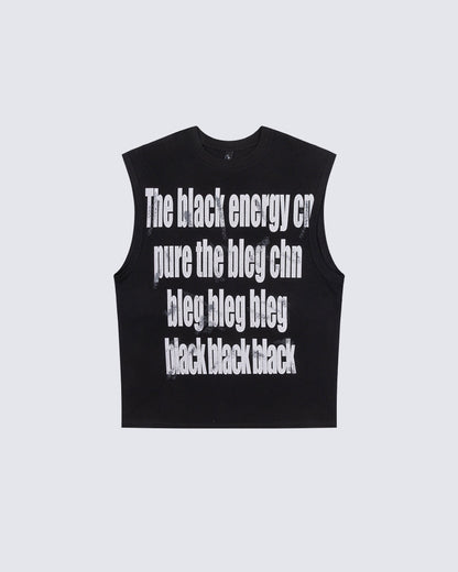 Vintage Washed Text Graphic Sleeveless Tee