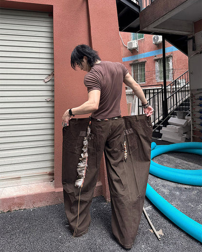 Deconstructed Double-Layer Panel Pants