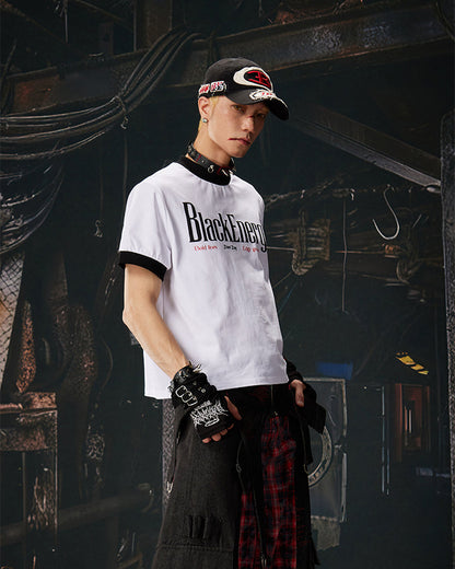 American Style Lip Print Regular-Shoulder T-Shirt
