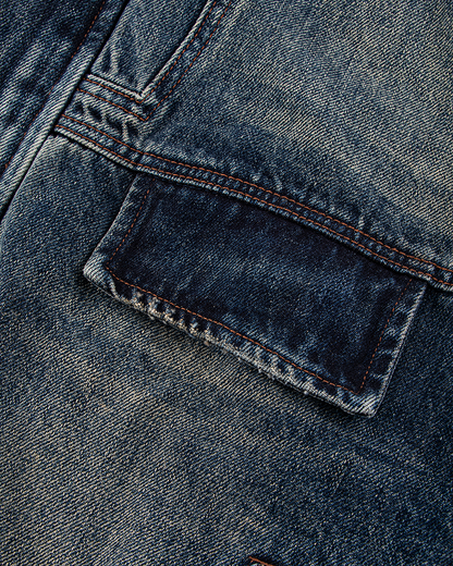 Vintage Washed Denim Zip-Up Jacket