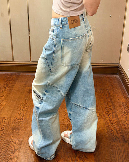 Washed Faded Distressed Irregular Denim