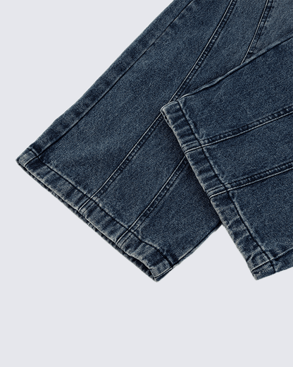 Leather Patch Pocket with Studded Detail Denim Pants