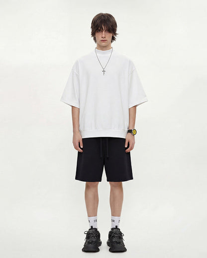 New Minimal Mock Neck Short Sleeve T-Shirt