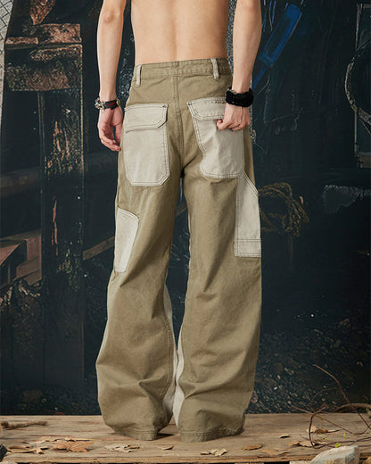 Vintage Chic Two-Tone Cargo Pants