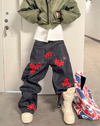 New Print Star Patch Wide-Leg Pants