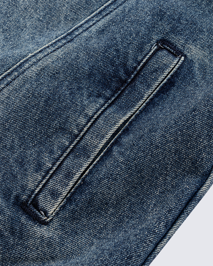 Leather Patch Studded Denim Vest