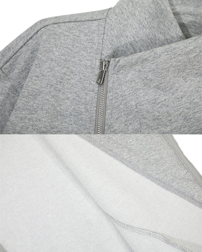 Minimalist Asymmetric Zip Stand Collar Jacket