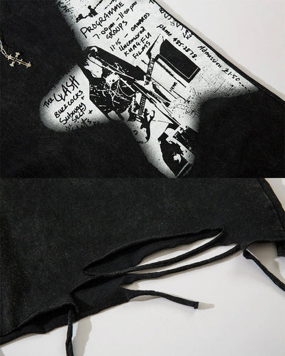Distressed Graphic Street Sleeveless Tank