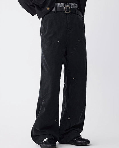 Minimal Rivet Panel Wide Leg Pants