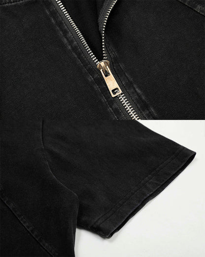 Vintage Washed Zip Panel T-Shirt