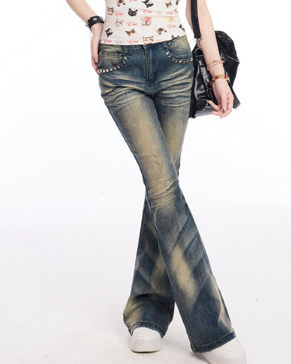 American Vintage Whiskered Flared Jeans