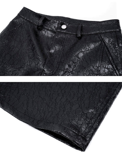 PU Leather Textured Straight-Leg Pants
