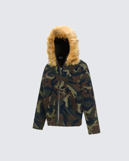 Camouflage Short Hooded Sweater