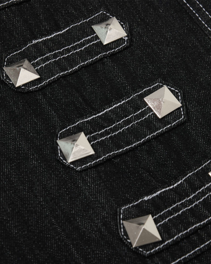 Grommet Detail Wide Leg Denim Pants