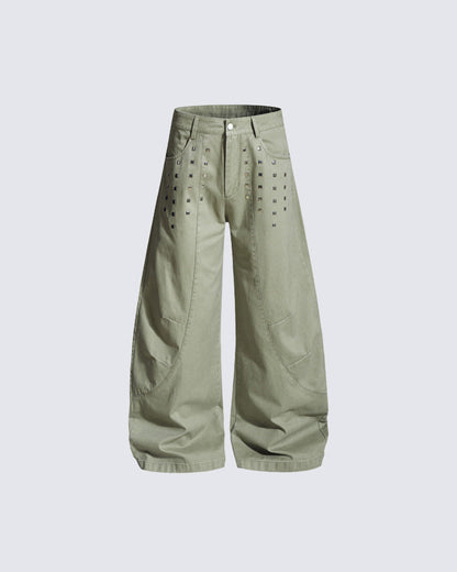 American Street Studded Wide-Leg Cargo Pants