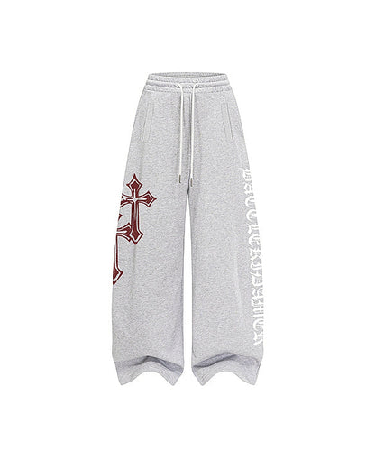 Gothic Letter Cross Street Sweatpants