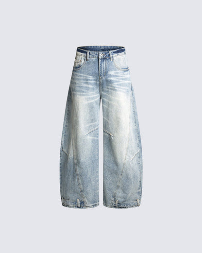 Deconstructed Cat-Whisker Curved Denim Pants