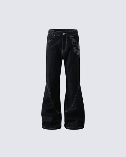 American High Street Flared Black Jeans