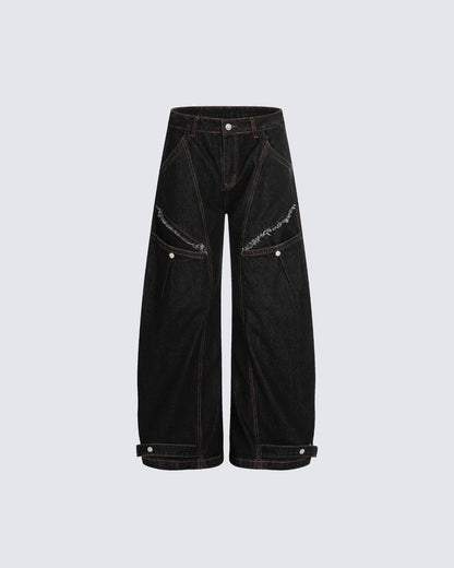 Contrast Stitch Distressed Denim Pants