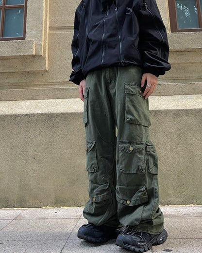 Multi-Pocket Straight-Leg Workwear Jeans