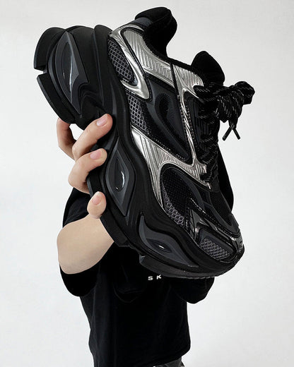 Chunky Black Platform Height-Increasing Sneakers