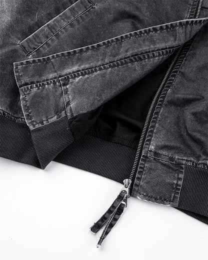 Washed Zip-Up Cotton Jacke