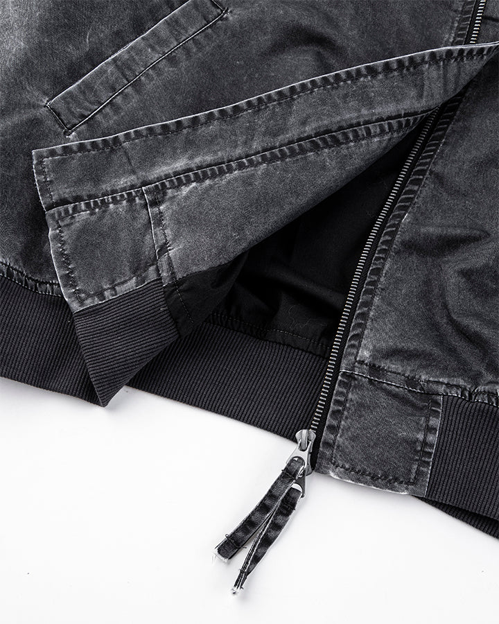 Washed Zip-Up Cotton Jacke