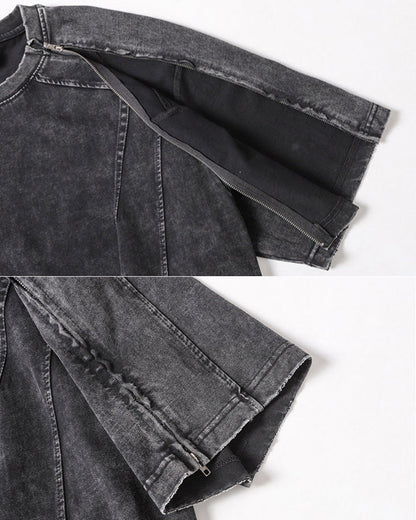 American Yabi Washed Distressed Design Short T-Shirt