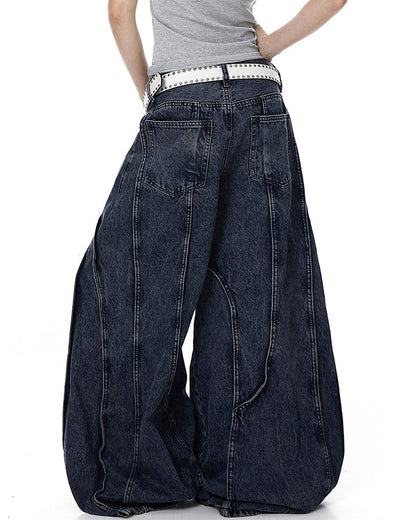 American Wash Patchwork Loose-Fit Denim Pants