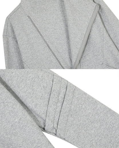 Minimalist Asymmetric Zip Stand Collar Jacket
