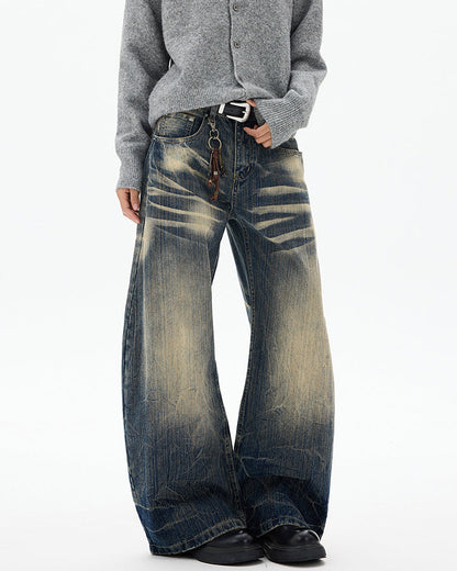 Vintage Washed Wide-Leg Denim Pants