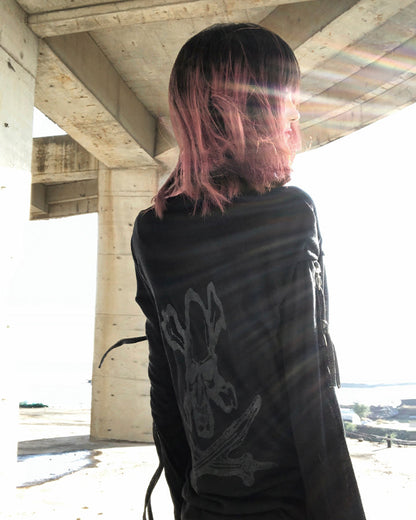 Gothic Skull Print Long Sleeve T-Shirt