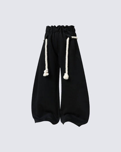 New Casual Relaxed Curved Wide-Leg Pants