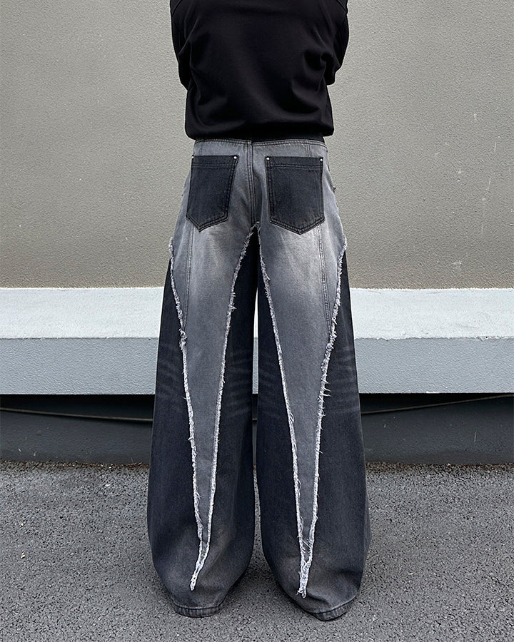 Vintage Washed Patchwork Denim Pants