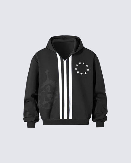 New Punk Stripe Hooded Sweatshirt