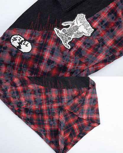 New Layered Plaid Cargo Wide-Leg Pants