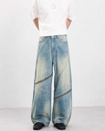 Washed Faded Distressed Irregular Denim