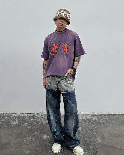 American Punk Metal Blade Denim Pants