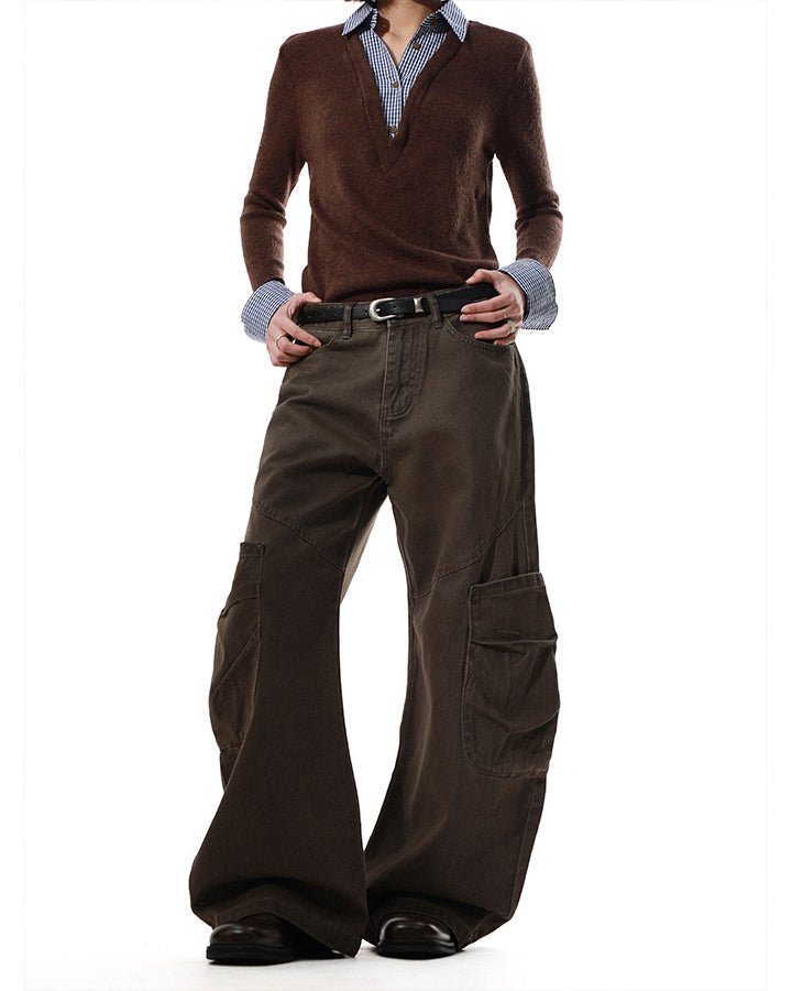 Vintage Washed Cargo Wide-Leg Scimitar Pants