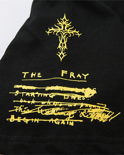 Layered Sleeve Grunge Graphic Long Sleeve T-Shirt