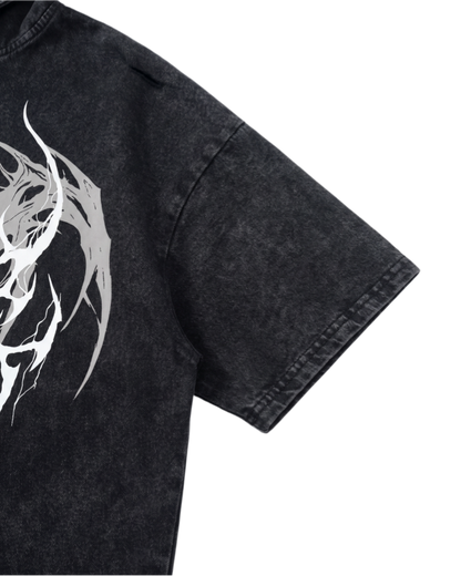 Gothic Hooded Skull Print T-shirt