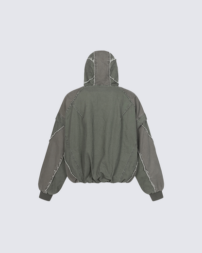 Deconstructed Patchwork Hooded Jacket