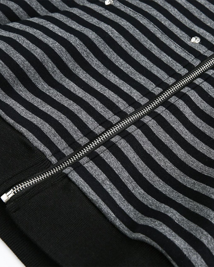 Striped Faux Fur Hooded Jacket