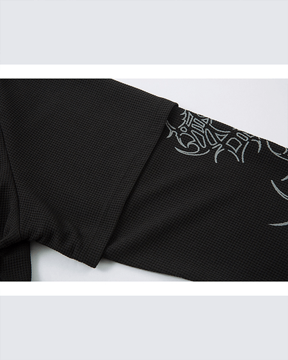 Gothic Double Sleeve Polo with Barbed Quote Print