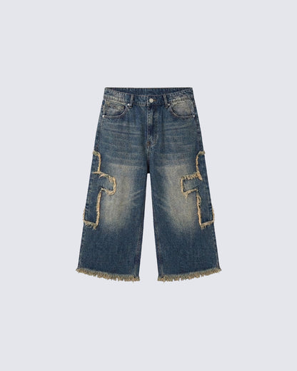 New Vintage Washed Distressed Cross Jeans