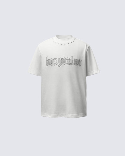 Minimal Studded Letter Print Street T-Shirt