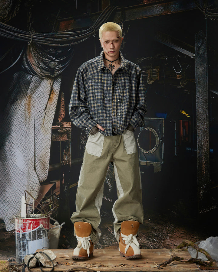 Vintage Chic Two-Tone Cargo Pants